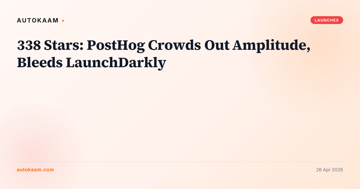 338 Stars: PostHog Crowds Out Amplitude, Bleeds LaunchDarkly, launches on AutoKaam
