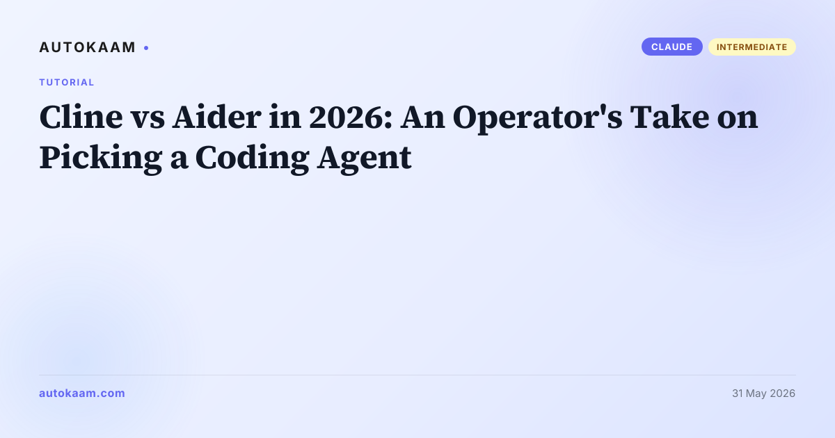 Cline vs Aider 2026 - Which Coding Agent Wins for Side Projects