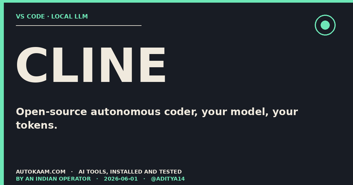 Cline panel in VS Code talking to local Ollama